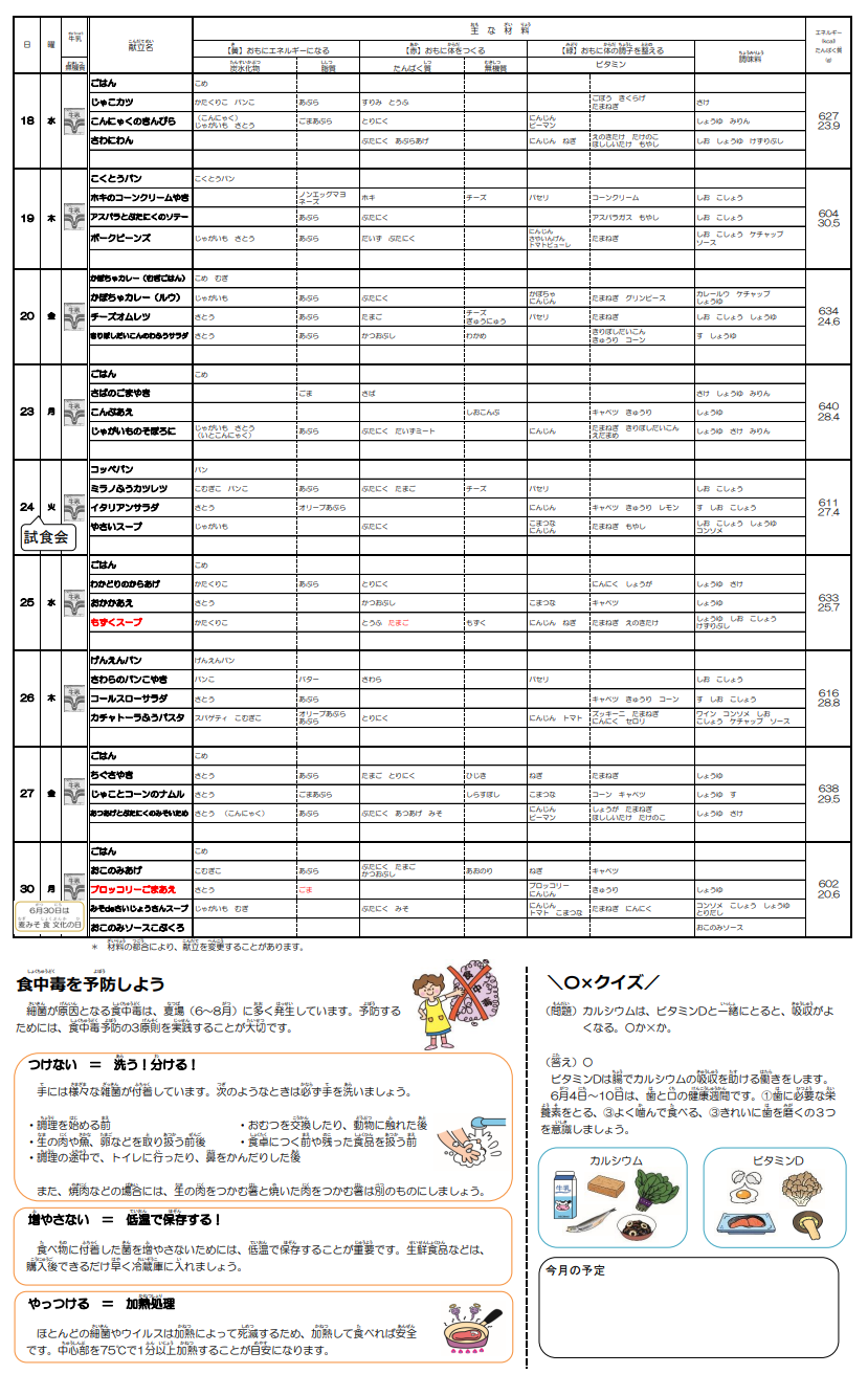 献立後半 2025-06
